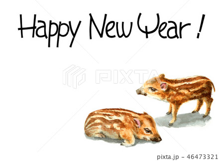 ウリ坊の賀詞入り年賀ハガキ素材のイラスト素材