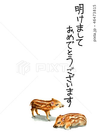 ウリ坊の賀詞入り年賀ハガキ素材 46473815