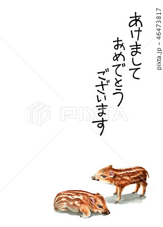 ウリ坊の賀詞入り年賀ハガキ素材 ウリ坊の賀詞入り年賀ハガキ素材 46473817
