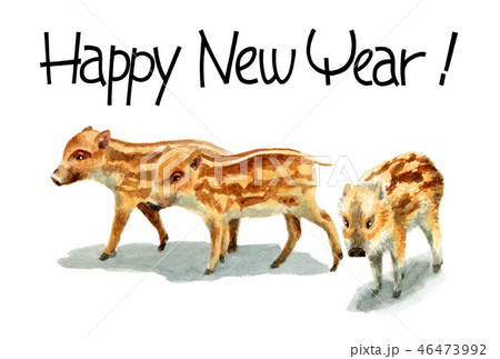 ウリ坊の賀詞入り年賀ハガキ素材 ウリ坊の賀詞入り年賀ハガキ素材 46473992