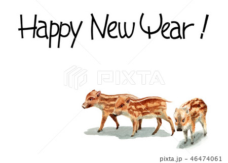 ウリ坊の賀詞入り年賀ハガキ素材 ウリ坊の賀詞入り年賀ハガキ素材 46474061