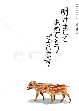 ウリ坊の賀詞入り年賀ハガキ素材 46474614