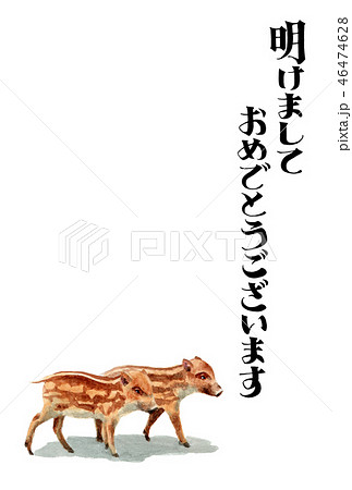 ウリ坊の賀詞入り年賀ハガキ素材 46474628