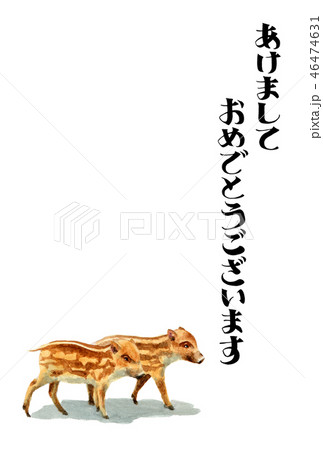 ウリ坊の賀詞入り年賀ハガキ素材 ウリ坊の賀詞入り年賀ハガキ素材 46474631