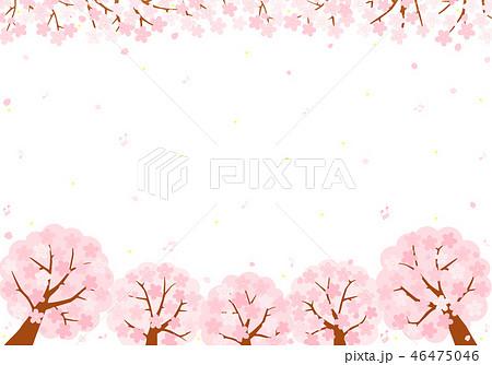 夜桜の音符 背景 イラストのイラスト素材