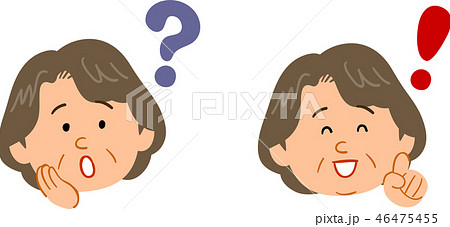 中高年の女性　疑問と解答のセット　 46475455