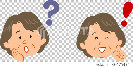 中高年の女性　疑問と解答のセット　 46475455