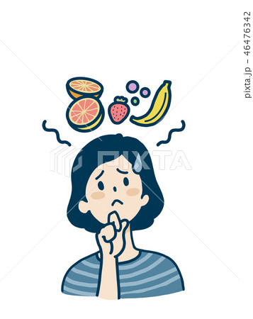 悩む女性_フルーツ 悩む女性_フルーツ 46476342