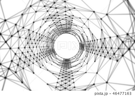 Black tunnel with network connection pattern lines on white. Hig Black tunnel with network connection pattern lines on white. Hig 46477163