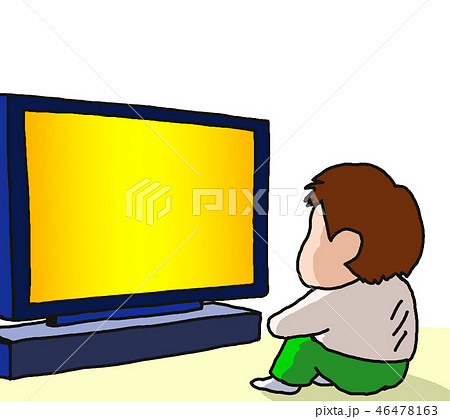 Tvを見る子供のイラスト素材