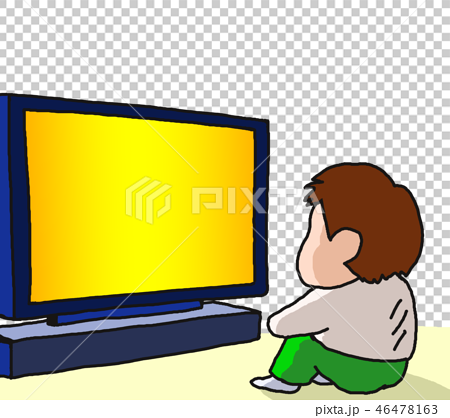 Tvを見る子供のイラスト素材