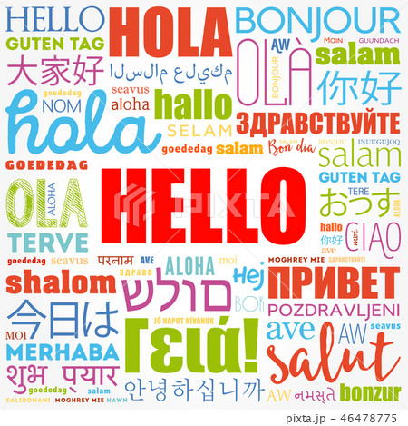 Hello word cloud in different languages 46478775