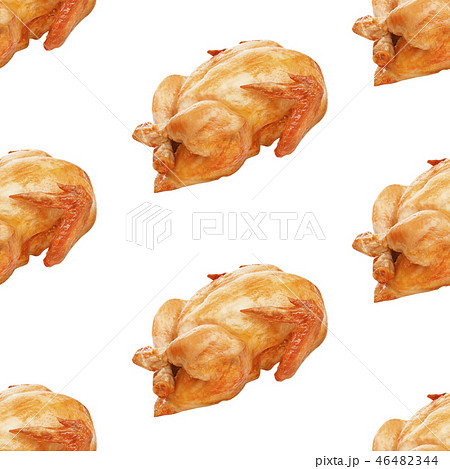 Roasted chicken, grilled chicken seamless pattern isolated on white background 46482344