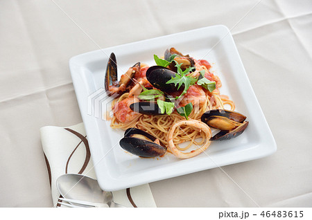 ペスカトーレ、魚介のスパゲティ 46483615