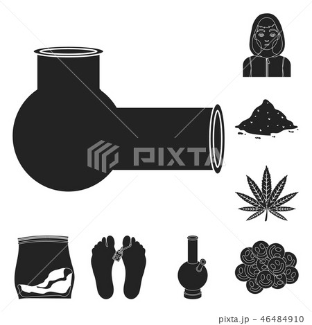 Drug addiction and attributes black icons in set collection for design. Addict and Drug vector Drug addiction and attributes black icons in set collection for design. Addict and Drug vector 46484910