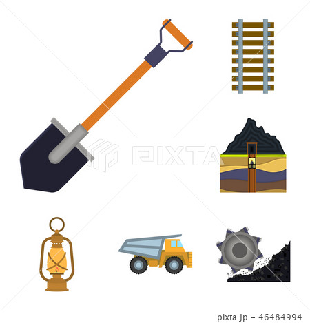 Mining industry cartoon icons in set collection for design. Equipment and tools vector symbol stock 46484994