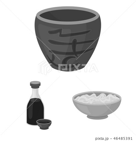 Sushi and seasoning monochrome icons in set collection for design. Seafood food, accessory vector 46485391