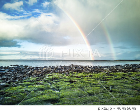 Rainbow above the famous Dinosaur bay at Staffin on the isle of Skye Rainbow above the famous Dinosaur bay at Staffin on the isle of Skye 46486648