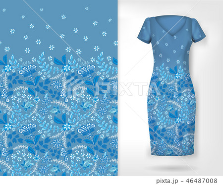 Cute pattern in small simple flowers. Seamless background and seamless border on different file 46487008