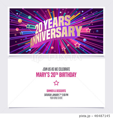 20 years anniversary invitation vector illustration. Graphic design element 46487145