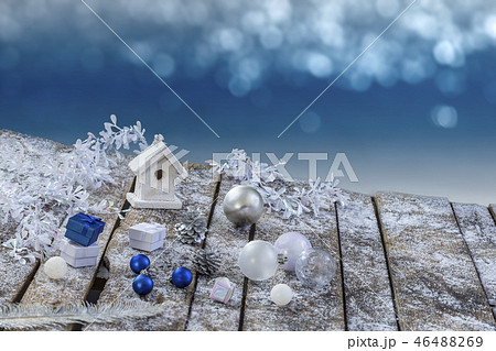 Blue Christmas background on blue background.. 46488269