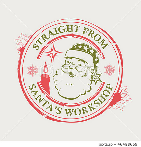 Christmas print with Santa Claus with blots, stains and a burning candle, design element 46488669