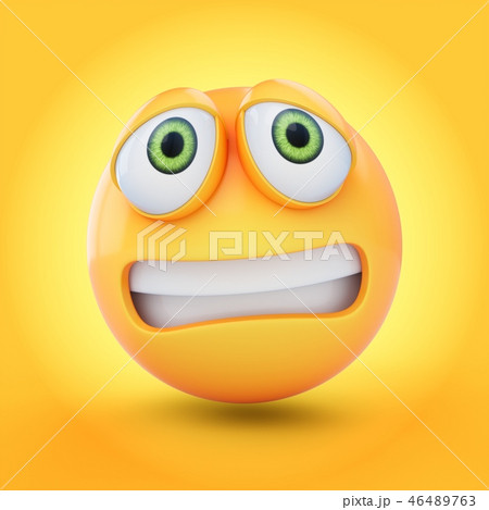 Afraid or Scared Yellow Ball Emoticon Emoji or Smiley 3D model