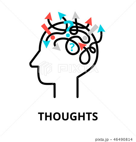 Human Thoughts icon, flat line vector illustration 46490814