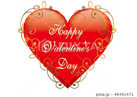バレンタインデーロゴマーク筆記体 金のオーナメント Happy Valentine S Dayのイラスト素材