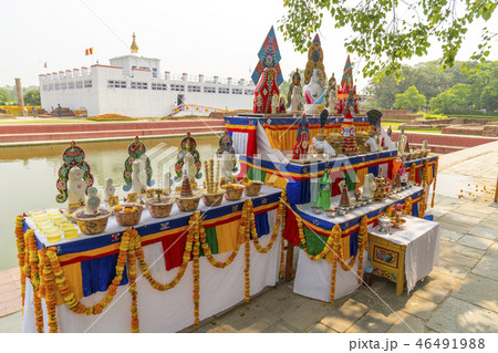 Buddha birthplace in Lumbini, buddhist offerings 46491988