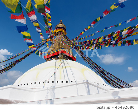 ネパール カトマンズ ボダナート寺院 Bouddhanath Stupa Kathmanduの写真素材