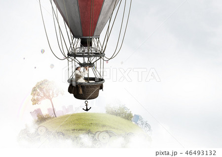 Man travel in aerostat Man travel in aerostat 46493132