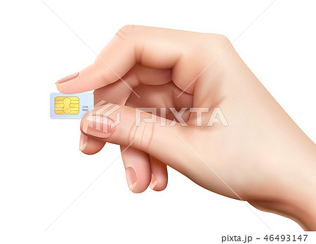 Realistic Sim Card Hand Composition Realistic Sim Card Hand Composition 46493147