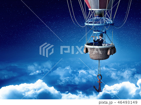 Woman traveling in aerostat 46493149