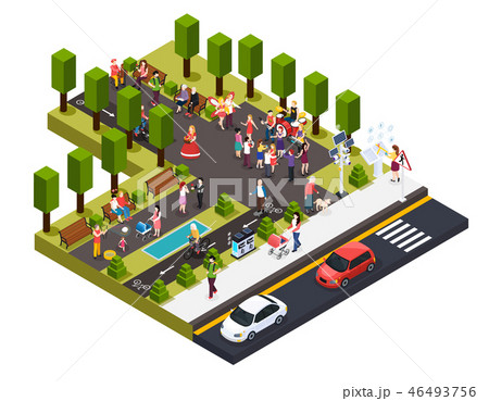 Street Artists Park Isometric Composition 46493756