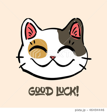 Lucky Cat And Text Good Luckのイラスト素材