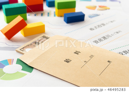 給料　資産運用　給与　封筒　使い道　運用　グラフ　給料袋 46495283