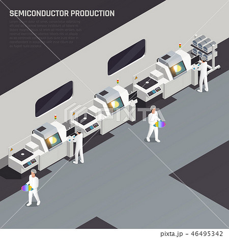 Semiconductor Production Isometric Backgroundのイラスト素材