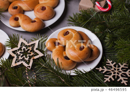 Traditional Saffron Buns Tradition In Swedenの写真素材