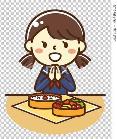 女子中高生 お弁当のイラスト素材