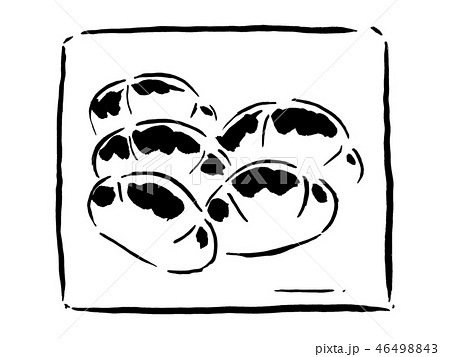 ロールパン バターロール 筆で描く料理 のイラスト素材