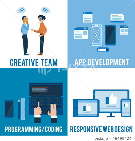 Vector flat software apps development concept set Vector flat software apps development concept set 46499424