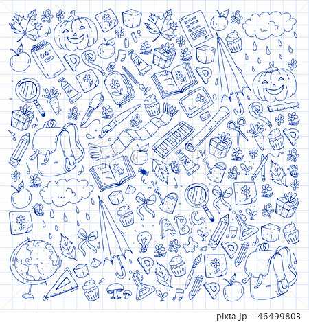 Vector seamless pattern with school and education icons. Vector seamless pattern with school and education icons. 46499803
