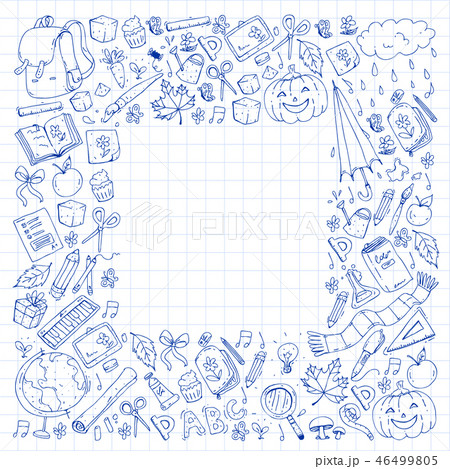 Vector seamless pattern with school and education icons. 46499805