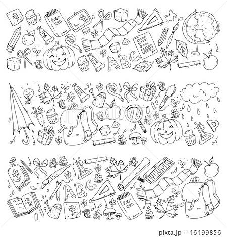 Vector seamless pattern with school and education icons. Vector seamless pattern with school and education icons. 46499856