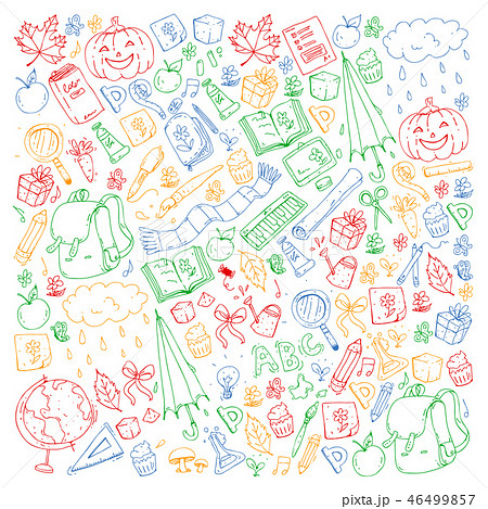 Vector seamless pattern with school and education icons. Vector seamless pattern with school and education icons. 46499857