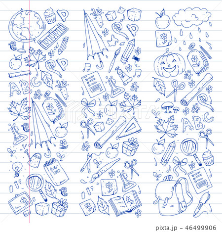 Vector seamless pattern with school and education icons. Vector seamless pattern with school and education icons. 46499906