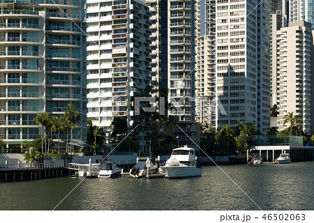 Apartment Buildings on Waterway 46502063