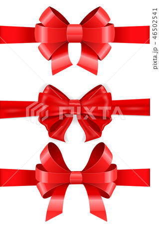 Red ribbon bows. Set 46502541