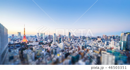 night view of tokyo station with tilt shift 46503351